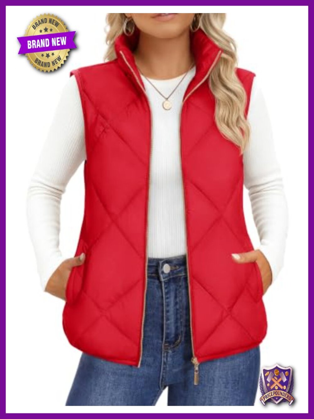 Womens Quilted Vest Stand Collar Sleeveless Zip Padded Gilet